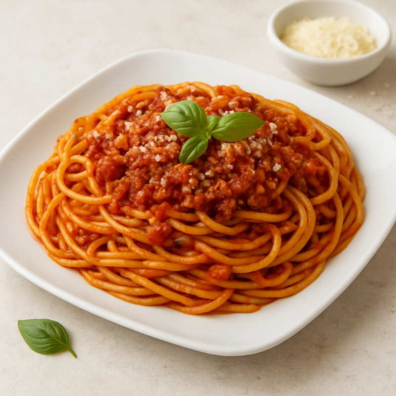 White-square-plate-with-Italian-spaghetti.